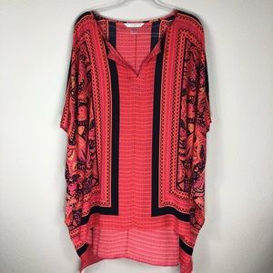 1X Peter Nygard Beach Orange Pink Lime Top